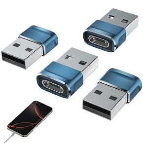 CarPlay Adapter Car Charger Adapter for iPhone 15 16 Pro Max iPad Pro Cable, USB to USB C Adapter, USB-A to USB-C OTG Connector USB2.0 for iPhone 16 15 Samsung S24 S23 S22 S21A35 A55, Grey, 4-Pack