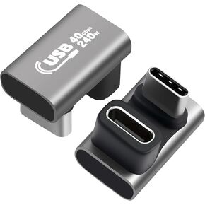 180 Degree USB C Adapter 2Pack, 240W U Shape USB C Adapter 40Gbps, USB C 180 Degree Angled USB C Extender Connector Support 8k Video Audio Display for Laptop, MacBook, Thunderbolt 4/3