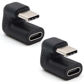 USB-C to USB C Adapter 2 Pack,[ MFi Certified] 180 Degree Angle USB-C Male to Type C Female USB C 100W 40W PD Extender Adapter Compatible with iPhone 16 15 ROG Ally Steam Deck Switch Laptop Tablet