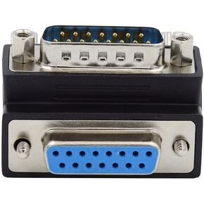 xiwai DB15 Serial Adapters D-SUB 15-pin RS232 D-subminiature Adapter Male to Female with Screw Nuts DB Connector Up 90 Degree Angled