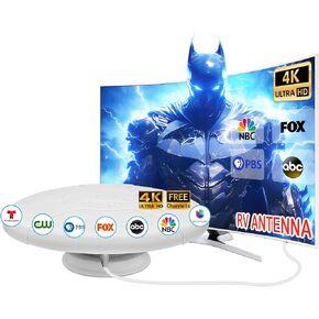 RV TV Antenna Amplified Digital HD TV Antenna with Long Range Reception, Magnetic Base for Easy Installation - for Camper, RV Trailer Truck Caravan Boat