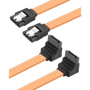 CERRXIAN SATA III Cable, 2 Pack 6Gbps 90 Degree Right Angle 7pin SATA 3.0 Cable with Locking Latch for SATA HDD, SSD, CD Driver, CD Writer - 3.2 FT
