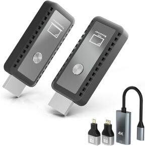 4K Wireless HDMI Transmitter and Receiver – Portable Mini Extender, Plug & Play, 1080P/4K Dual-Band (2.4/5GHz), Stream Video to Monitor, Projector, Screen, Laptop, PC, PS5, Camera