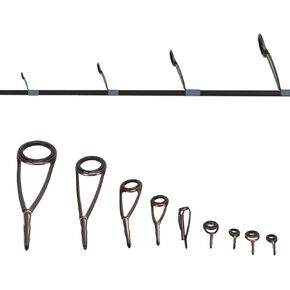 9PCS Rod Repair Kit Fishing Rod Tip Repair Kit Ceramics Tips Stainless Steel Carbon Spinning Rod Guides Fishing Rod Repair Kit 8 Rod Guide + 1 Top Ring Fishing Guide Tips Rod Top Tips Replacement