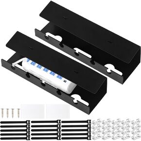 Fangoo 2 Pack Under Desk Cable Management Tray No Drill Cable Management Self Adhesive Installation Desk Wire Management Cable Tray Under Desk Cable Organizer for Office and Home