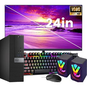Dell Optiplex 5050 SFF Desktop Computer with 23.8" 1080p Monitor, Intel Core i5-7500 up to 3.8 GHz, 16 GB RAM DDR4, 256 GB SSD, Dual RGB Speakers, WiFi, Windows 10 Pro (Renewed)