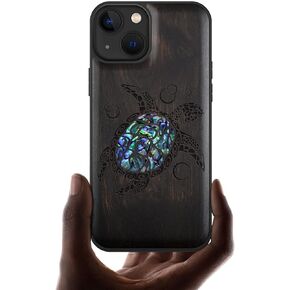Carveit Designer Wooden Protective Case for iPhone 13 Magnetic Cover [Wood Engraving & Shell Inlay] Wood Phone Case Compatible with iPhone 13 MagSafe 6.1 Inch (Viking-Cherry)