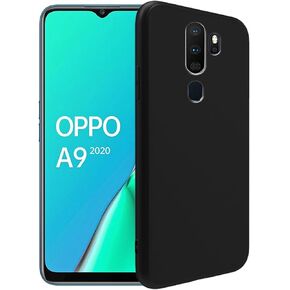Silicone Case for Oppo A9 2020, Silky-Soft Touch Full-Body Protective Case, Shockproof Bumper Protection Cover with Microfiber Lining (Black)