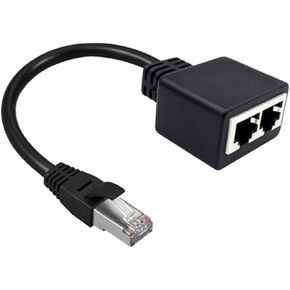 Ethernet Splitter, Ethernet Adapter, Ethernet Splitter High Speed Ethernet Cable Splitter for Super Cat5, Cat5e, Cat6, Cat 7, RJ45 1 Male to 2 Female LAN Ethernet Adapter（Black） in Kuwait