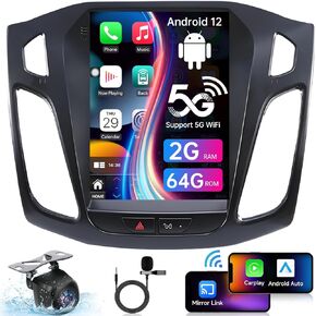 Car Stereo Radio for Ford Focus 2012-2018:5G-WiFi Wireless CarPlay Android 12-1080P Backup Camera1280x800 HD Mirror Link 10" Touchscreen - Bluetooth GPS Navigation SWC DSP FM 4 Core 2G+64G