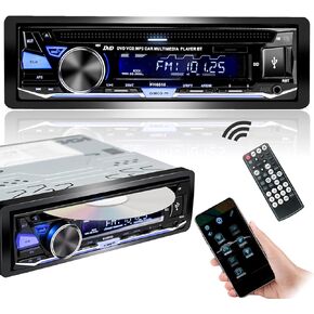 Single Din Car Stereo CD DVD Bluetooth USB Player Audio Receiver AM/FM Radio APP Control MP3 SD AUX