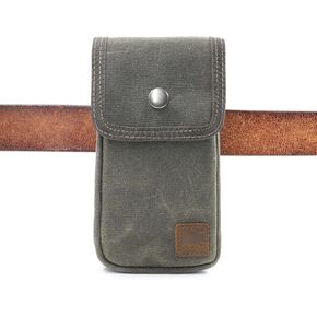 diodrio EDC Belt Pouch for Men Women, EDC Waist Bag Pouch Holster Pouch with Belt Loop for Hiking, Fishing, Camping, Snap Closure, Classic Waxed Canvas, Oliver Medium