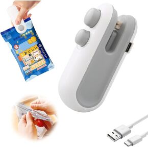 Mini Bag Sealer, 2 In 1 Bag Cutter and Sealer, Mini Snack Bag Sealing Machine, Magnetic Snack Sealer Rechargeable Portable Bag Resealer for Plastic Bags Snack Bags