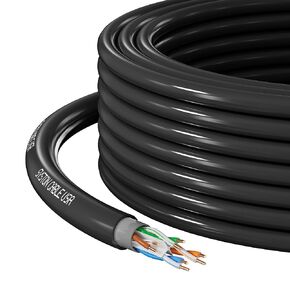 Syston Direct Burial Cat 6A+ Ethernet Network Cable 700 MHz, Bulk UTP 23 AWG Outside Plant (OSP) - Rated, Pure Bare Copper Wire, Waterproof Dual-Layer Jacket for Outdoor Wet Location Using