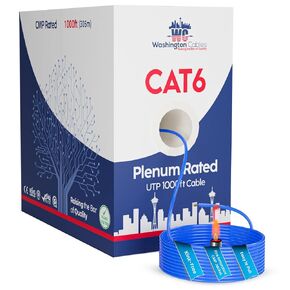 Cat6 Ethernet Cable 1000ft Plenum | UTP, 550MHz, 23AWG, 4Pair, 10GB Cat6 Plenum Cable 1000ft | Premium Cat 6 Ethernet Cable Plenum Rated (Blue)