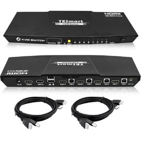 4 Port KVM HDMI 2.0 Video Switch - 4K 60HZ – QHD 144HZ - Audio Output & USB Sharing – 4X1