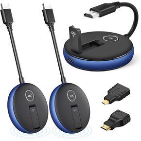 Wireless HDMI- One Transmitter and Two Receiver- Plug and Play Wirelessly Extender Kit, 5.8G/2.4G Multi-TV Simultaneous (UP to 4RX), 50M/165FT @60Hz- Streaming Video from Laptop/PC to HDTV/Monitor