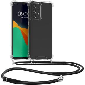 حالة Kwmobile Crossbody متوافقة مع Samsung Galaxy A33 5G Case - Clear TPU Phone Cover W/Lanyard Cord Strap - شفاف
