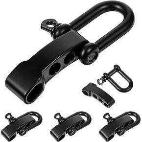 4 Pcs Paracord Bracelet Shackle Buckle, Cord Survival Bracelet Metal Alloy Bow Shackle Connection Three-Holes Adjustable D Buckle Umbrella Rope Buckle Screw Pin M5 for Camping and Emergency