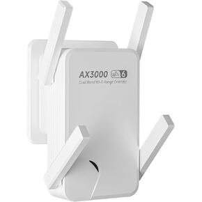 AX3000 WiFi 6 Range Extender, Dual Band WiFi Repeater Signal Booster for Home, 3000Mbps Speed, 150 Device Support, 4 External Antennas, Up to 20888 sq.ft Coverage, Gigabit Ethernet Port