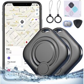 Item Finder Key Locator with Sound, Item Finders, Luggage Key Tracker Works with Find My, Bluetooth Luggage Tracker Item Locator for Keys Bags Wallets Pet,Phone, Apple Key Finder Airtag, Black, 2 Pack