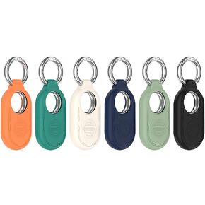 [6-Pack] Portable Protector Case Compatible with Samsung Smart Tag 2 Tracker Soft Silicone Case Anti-Scratch Lightweight Protective Skin Cover with Key Ring for Smart Tag Finder Keychain Accessory