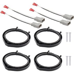 ApplianPar Car Stereo Door Speaker Adapter Mounting Plates 6.5 6.75 Inch 165mm Stand Ring Kit Wiring Harness for Honda Accord Crosstour Civic CR-V Odyssey Acura RDX