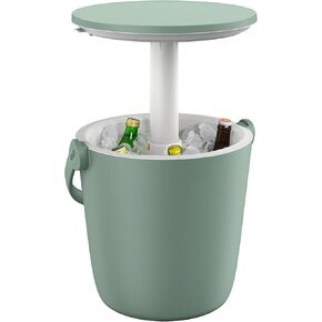 Keter Go Bar 4.2 Gallon Portable Beer and Wine Cooler with Handle and Pop Up Outdoor Table Perfect for Your Patio, Picnic, and Beach Accessories, Green