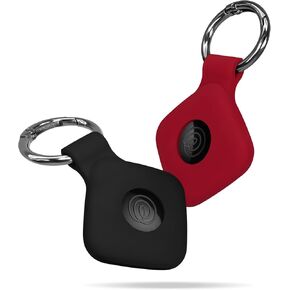Geiomoo Silicone Case for Tile Mate (2024), Tile Mate (2022), Tile Mate (2020) Tracker, Scratch Resistant Soft Flexible Protective Cover with Carabiner (Black+Red)