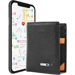 Anti-Lost Trackable Wallet, Men's Wallet with GPS Locator and Bluetooth Tracker (Black)