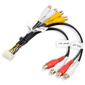 RED WOLF RCA Wiring Harness Cable Connector Stereo Radio for Alpine ILXW650 ILX-W650 ILX-W650E Front Rear Sub-w Rear View Camera Replace OME E2703004590 RCA Wire Plug Adapter