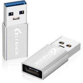 Guermok USB C to USB Adapter 3.0(2-Pack), USB C Female to USB Male Adapter Compatible with Phone13 14 15 16Pro Max Pad, Laptops PC Power Banks and More USB-A Devices, 5Gbps & Fast Charging