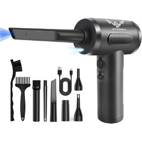 Compressed Air Duster Cleaner for PC, Electric Air Duster, Cordless Reusable Air Blower with LED Light, 3 Gear Adjustable Air Duster,Replace Canned Air Duster for Laptop,Keyboard