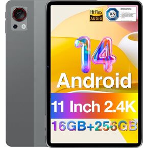 DOOGEE T30S Android 14 Tablet 2.4K, 11 Inch Tablet 16GB RAM 256GB ROM, 8580mAh Battery, Octa Core Gaming Tablets with Dual SIM 4G, TUV Certified and 4 Hi-Res Audio Speakers, 5G WiFi Tablet, Gray