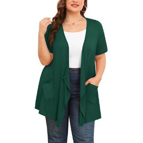 TIANZHU Plus Size Cardigan for Women Lightweight Short Sleeve Summer Dressy Light Cardigan in Kuwait