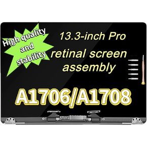 New A1706 A1708 LCD Display Screen Full Assembly Replacement for MacBook Pro 13" 2016 2017 EMC 3163 3164 3071 2978 (Silvery)