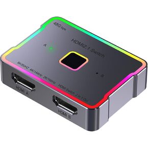 hdmi Switch 4k@120hz/144hz,8K 60Hz hdmi Switch 2 in 1 Out,Extra-Long HDMI Cable Supported,for Game Consoles,pc,TV Boxes，Multiple HDMI Port Connections Full HD TV
