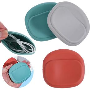 3 PCS Portable Wired Headset Storage Bag Silicone Headphone Organizer Mini Key Data Cable Storage Case Silicone Earbud Case Solid Color Buckle Key Earphone Storage Bag for Cell Phone Accessories