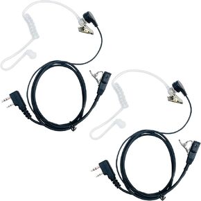 Walkie Talkie Earpiece with Mic PTT 2 Pin Air Acoustic Tube Earpiece Headset Compatible with Baofeng UV-5R Retevis H-777 RT21 RT22 Arcshell AR-5 Two Way Radios (2 Pack)