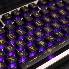 Clear Keycaps ، Fog Transpractent Keycap ، ملف مفاتيح لوحة مفاتيح لوحة مفاتيح خلفية الكرز ، تألق مخصص من خلال غطاء المفتاح ل 65 ٪ 65 ٪ 75 ٪ MX لوحات مفاتيح الألعاب الميكانيكية (155 مفتاح ، سحر)