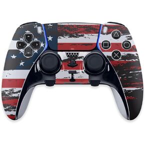 MightySkins Skin Compatible with PS5 DualSense Edge Controller - Tattered Flag | Protective, Durable, and Unique Vinyl Decal wrap Cover | Easy to Apply & Change Styles | Made in The USA