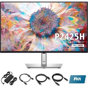 Dell P2425H Monitor - 24 Inch, Full HD 1080p (1920 x 1080), 16:9 IPS, Computer Monitor Screen with DisplayPort, HDMI, and USB Cables - 1 Pack (New)