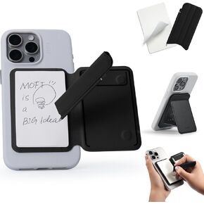 MOFT Action Inspiration MagSafe Phone Stand, Magnetic Notepad Stand Compatible with iPhone 16 Series and Other Phones with Two Types of Notepad and Magnetic Invisible Pen, Jet Black + Jet Black