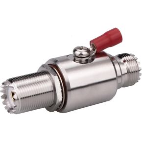 PL-259 Lightning Surge Protector UHF Lightning Arrestor PL259 Female to SO239 Female Bulkhead for CB Ham Base Antennas (UHF Female to Female Lightning arrestor) 1