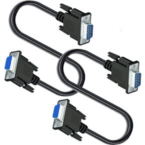 2Pack DB9 9 Pin Serial Cable, Straight Through DB9 Cable Male to Female ExtensionRS232 Serial Cord for Data Communication,TV, Display,Projector (0.5M/1.6Ft)