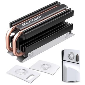 GRAUGEAR PS5 Slim M.2 SSD Cooling Pack, Ventilation PS5 Slim Cover and Open-Air PS5 SSD Heatsink, Heat Pipe Cooler for PS5 M.2 SSD, Cross Ventilation Design(Not Fit for Original PS5/PS5 Pro)