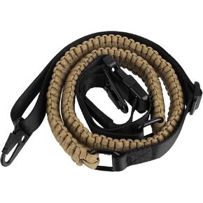 Two Point Paracord Sling, 2 Point Sling with Metal Hook, 1.18" Wide Traditional Paracord Webbing Sling, Hand Woven Rope for Emergency Use