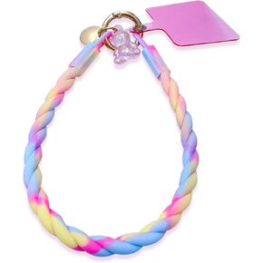 Phone Wrist Strap, Liquid Silicone Rubber Phone Charms,Matching Pack Phone Tether Tabs,Two-Color Braided