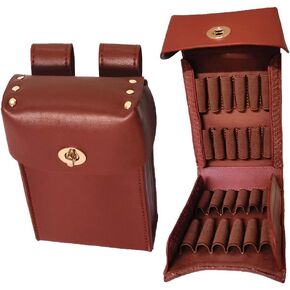 Hunting Leather Rifle Bullets Cartridge Holder 410 Ga Shotgun Shells Waist Pack