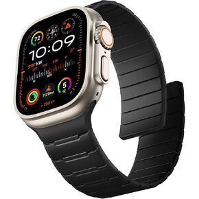 Easuny Sport Magnetic Band Compatible with Apple Watch Ultra 2/Ultra Band for Men 49mm 46mm 45mm 44mm 42mm, Silicone Waterproof Loop Strap for iWatch Series SE 10 9 8 7 6 5 4 3 2 1